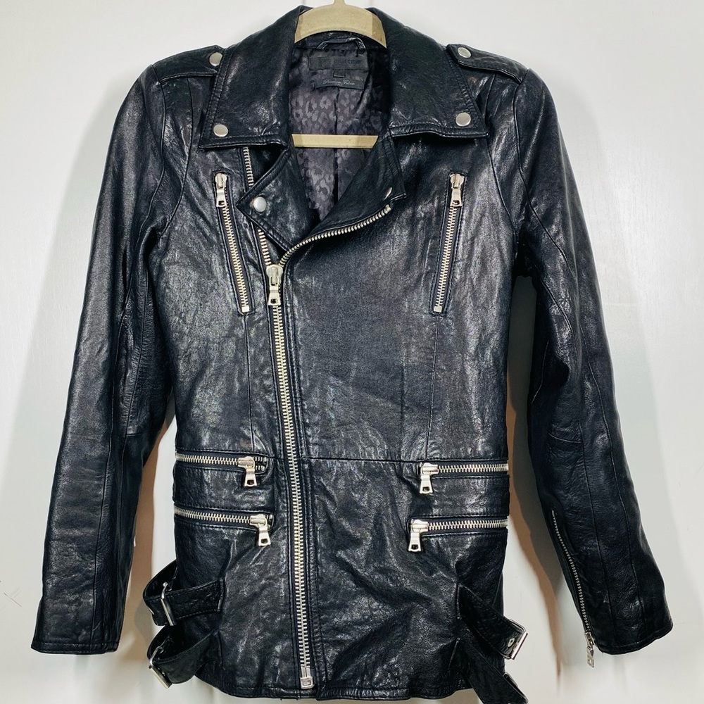 IZZUE COLLECTION Genuine Lamb Leather Moto Jacket Size 34